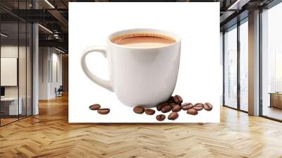 cup of coffee beans isolated on transparent background, clipping path, png,  Wall mural