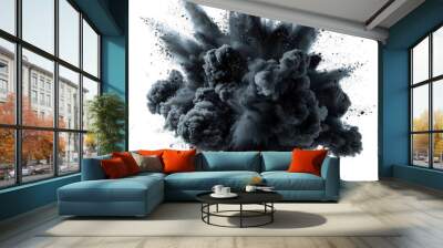 black powder explosion burst isolated on transparent background, element remove background, element for design Wall mural