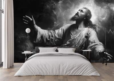 Jesus Christ ascended to heaven. Wall mural