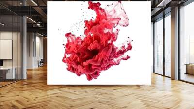 red ink dissolves in water isolated on transparent background Wall mural