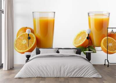 set of orange juice - juicy, juice, drink, liquid isolated on transparent background Wall mural