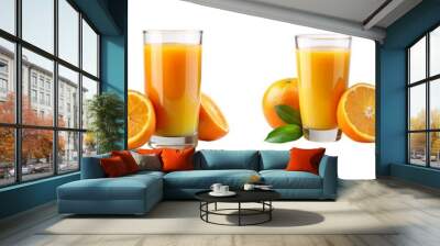 set of orange juice - juicy, juice, drink, liquid isolated on transparent background Wall mural