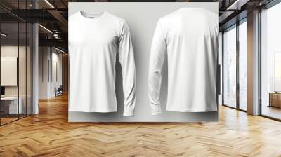 White Long-Sleeved T-Shirt Mockup Wall mural