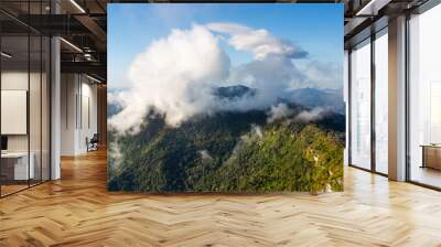 Top view of beautiful mountain landscape during high season in national park,Phu Chi Fa, Chiang Rai Province, Thailand Wall mural