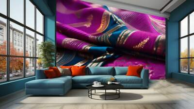 Indian sari fabric in minimal style Wall mural