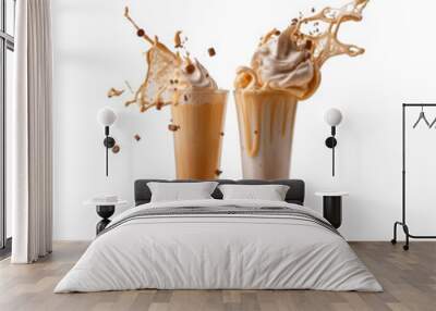 Milk shake with cinnamon powder on the transparent background Wall mural