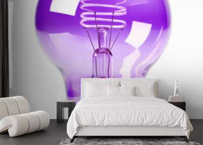 Purple Light Bulb Isolated On Transparent Background Wall mural