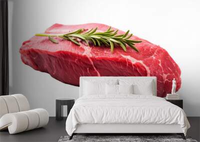 Raw Beef Steak With Rosemary On Transparent Background Wall mural