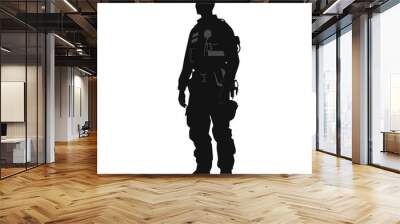 Silhouette of Soldier Ready for Action Wall mural