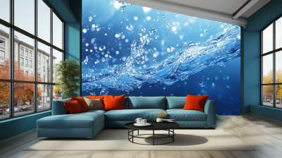 Cascading Blue Water Flowing in Deep Ocean Background Wall mural