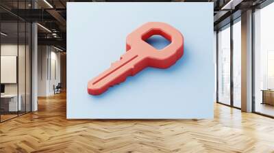 Minimalist Floating Key Icon on Plain Background Wall mural