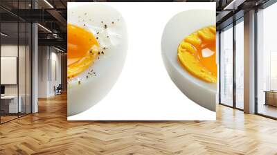 Perfectly Boiled Egg: A close-up of two perfectly boiled eggs, isolated on transparent background. The image is perfect for illustrating breakfast, healthy eating. Wall mural