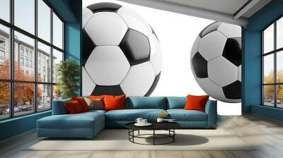 Soccer Ball Duo: A classic black and white soccer balls isolated on transparent background. Wall mural