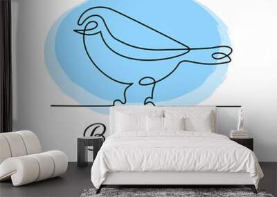 Continuous line, one line art logo of a bird. Minimal business branding concept. Wall mural