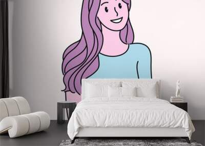 A woman is smiling with her arms crossed. hand drawn style vector design illustrations.  Wall mural