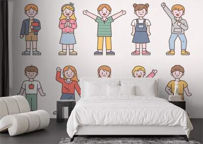 Cute stylish children character set.  flat design style minimal vector illustration. Wall mural