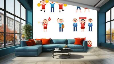 cute supporter character set. flat design style vector graphic illustration Wall mural