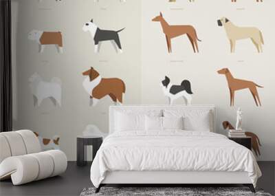 dog breed vector illustration flat design set Wall mural