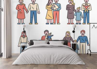 Families of various configurations. Wall mural