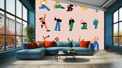 flat vector illustration. A set of many people in various poses. vol.2 Wall mural