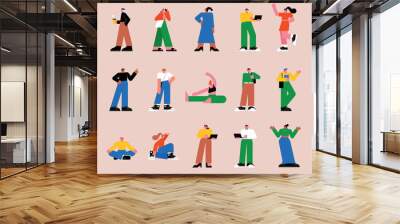 flat vector illustration. A set of many people in various poses. vol.6 Wall mural