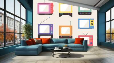 Old design televisions. flat design style minimal vector illustration. Wall mural