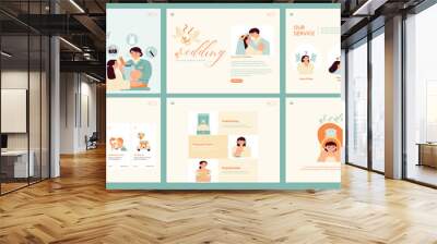 wedding day. Information template for couples getting married. Wall mural