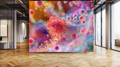 3D Visualization of a Microscopic Symphony of a Pathogen. Generative Ai Wall mural