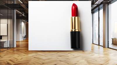 An isolated red lipstick on a white backdrop. Generative Ai Wall mural