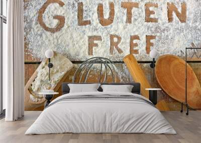 gluten free word with wood background Wall mural