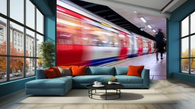 Moving train, motion blurred, London Underground - Immagine Wall mural