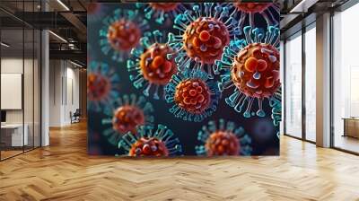 A close up of a virus in the dark. Wall mural