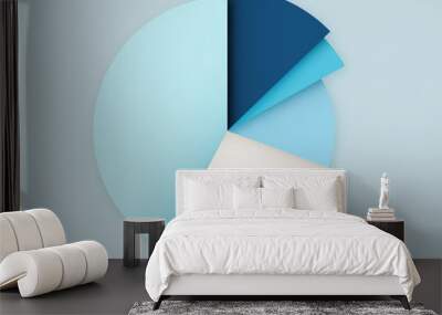 Blue vector blank pie chart diagram infographics design template Wall mural