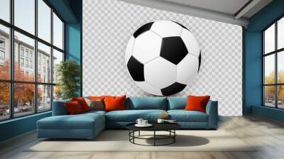 realistic football soccer ball vector design element on transparent checkered background Wall mural