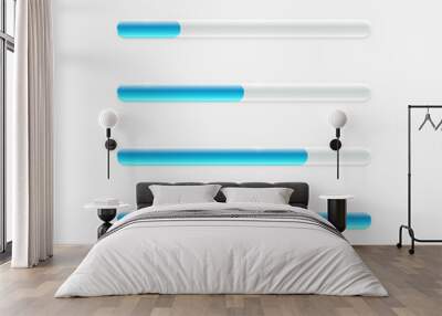 Shiny glossy simple transparent blue progress bar design element set Wall mural