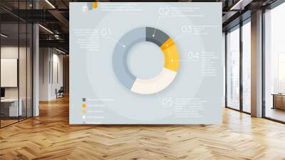 Stylish simple pie donut chart diagram vector template Wall mural