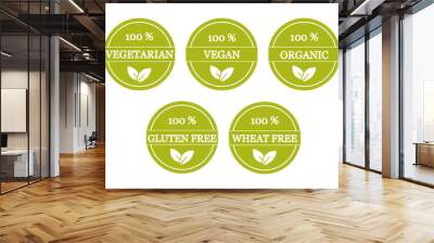 Set of vegetarian and gluten free icons Wall mural