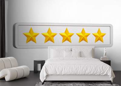 Rating 3d icon. Framed stars. Isolated object on a transparent background Wall mural