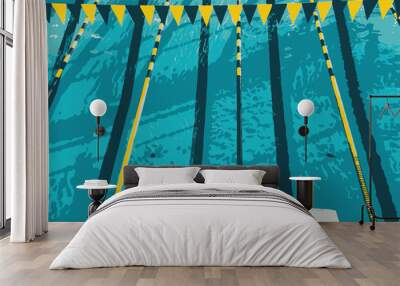 Swimming helps improve a healthy lifestyle. It can boost heart health and weight management together. Wearing sunscreen is needed, even inside. Most pool water are kept for months thanks to chloride Wall mural