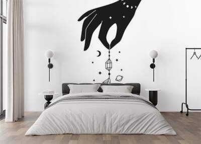 Hand drawn witch hand. Wall mural