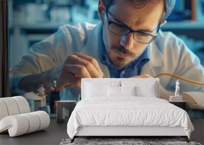 Focused engineer working on a circuit board in a lab. Wall mural