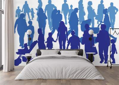 the crowd on the streets Wall mural