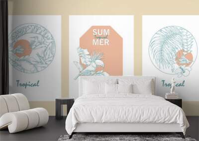 Tropical summer, template for poster Wall mural