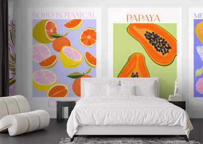 Collection of interior modern posters with summer scene. Editable Vector Illustration. Wall mural