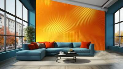 Abstract Geometric Orange Background With Wavy Lines and Dots Wall mural