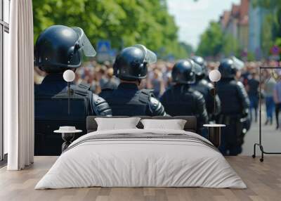 The March of the Law: Police Officers in Action Wall mural