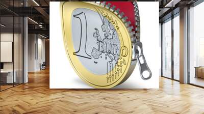 Euro coin with zipper Wall mural