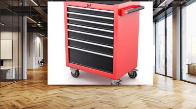 Red tool cabinets on white background Wall mural