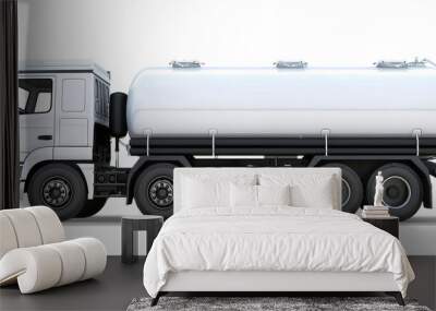 A large white truck with a white tank on the back, isolated from white or transparent background Wall mural