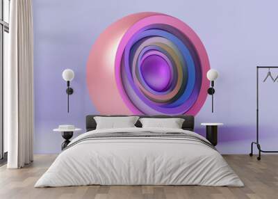 Colored nested spheres, 3d rendering Wall mural